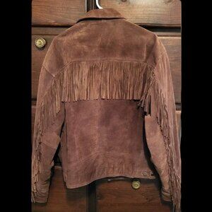High Noon western brown leather suede tassel jacket size XL